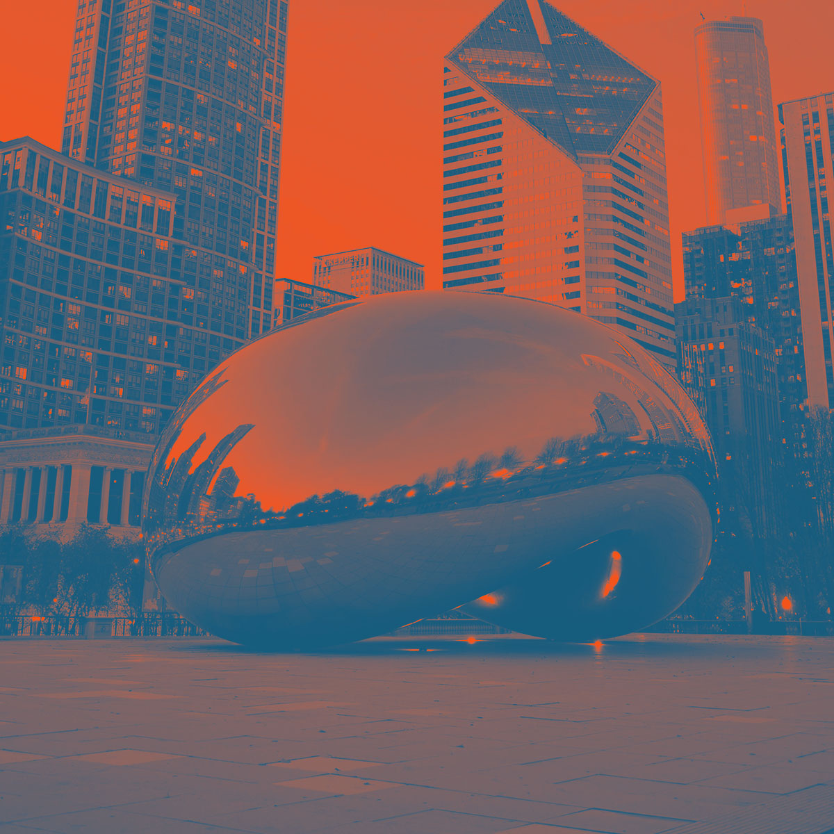 The Chicago Bean at Millennium Park in downtown Chicago.