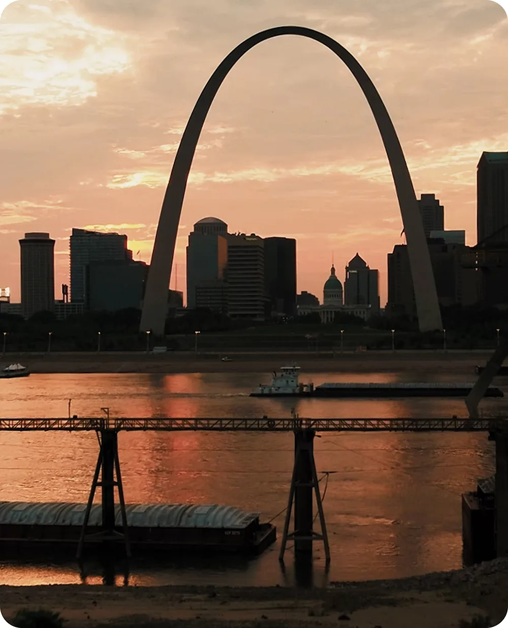 Saint Louis skyline at sunset